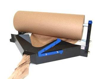 Dispensador de papel Kraft de 24" con sistema Crumpler, montable horizontalmente en mesa y pared.